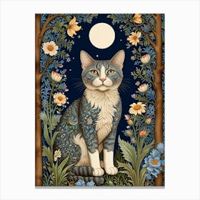 William Morris Cat In The Moonlight 2 Canvas Print