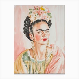 Pastel Frida Portrait Canvas Print