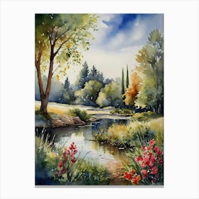 Watercolor Of A River 12 Canvas Print