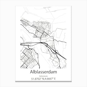 Alblasserdam,Netherlands Minimalist Map Canvas Print