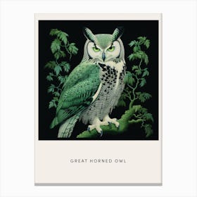 Ohara Koson Inspired Bird Painting Great Horned Owl 1 Poster Canvas Print