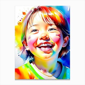 watercolor portrait of a joyful child 1 Canvas Print