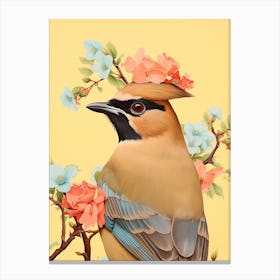 Bird With A Flower Crown Cedar Waxwing 1 Canvas Print