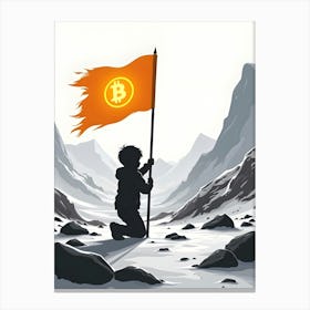 Child Holding A Bitcoin Flag Canvas Print