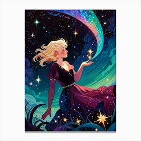 Girl With A Star 1 Canvas Print