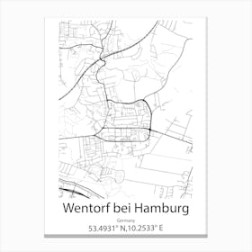 Wentorf Bei Hamburg,Germany Minimalist Map Canvas Print