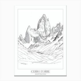 Cerro Torre Argentina Chile Line Drawing 5 Poster Canvas Print