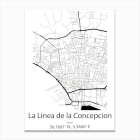 La Linea De La Concepcion,Spain Minimalist Map Canvas Print