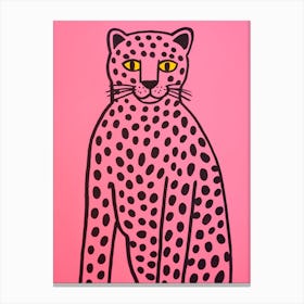 Pink Polka Dot Cougar 5 Canvas Print