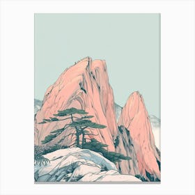 Mount Hua China Color Line Drawing (7) Canvas Print