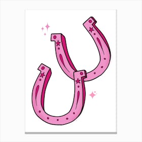 Lucky Horseshoes In Pink Print Canvas Print