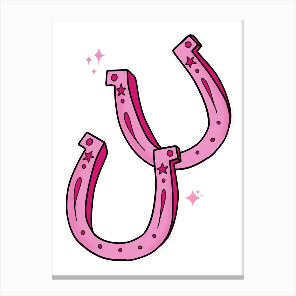 Lucky Pink Horseshoes Print Stampe su tela
