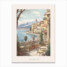 Vintage Winter Poster Lake Como Italy 3 Canvas Print