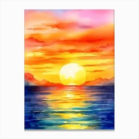 Sunset Watercolor Painting Canvas Print