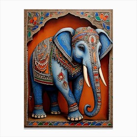 Default Traditional Madhubani Style Painting Of An Elephant On 0 Canvas Print