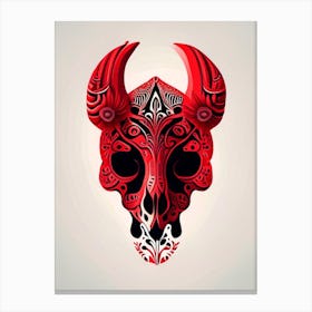 Animal Skull Red 1 Mexican Canvas Print