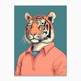 Tiger Illustrations Wearing A Polo Shirt 4 Canvas Print