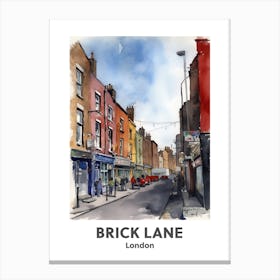 Brick Lane, London 4 Watercolour Travel Poster Canvas Print
