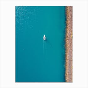 Lone Boat And Bird In Dana Point Canvas Print