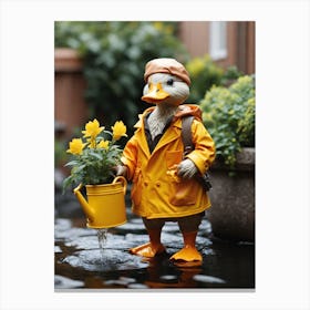 Duck In The Rain Canvas Print