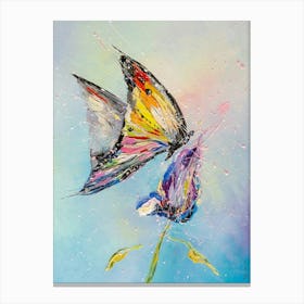 Butterfly On Flower Canvas Print