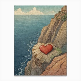 Heart On The Cliff 3 Canvas Print