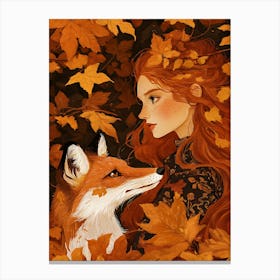 Fox And Girl 1 Canvas Print