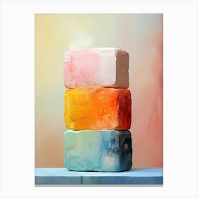 Three Blocks Of Soap, Stones Art Canvas Print