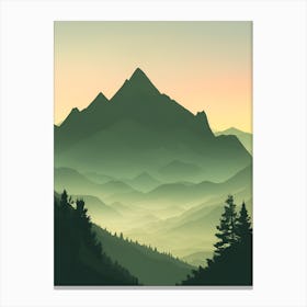 Misty Mountains Vertical Composition In Green Tone 88 Canvas Print