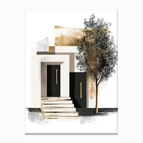 House With Tree And Steps Canvas Print