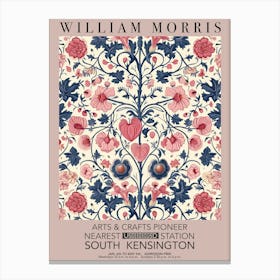 William Morris Valentines Gift Red Pink And Blue Flowers Canvas Print