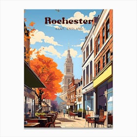 Rochester Kent England Autumn Travel Art Illustration Canvas Print