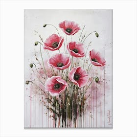 Pink Poppies Abstract Canvas Print