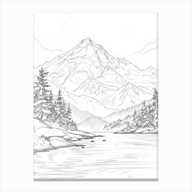 Mount Baker Usa Color Line Drawing (7) Canvas Print