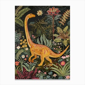 Dinosaur In The Meadow Painting 3 Canvas Print