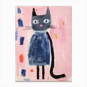 Playful Illustration Of Cat For Kids Room 1 Canvas Print