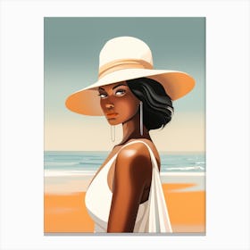 Illustration of an African American woman at the beach 129 Canvas Print