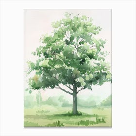 Pear Tree Atmospheric Watercolour Painting 2 Canvas Print