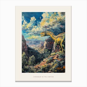 Dinosaur In The Canyon Painting 2 Poster Canvas Print