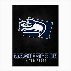 Seattle Seahawks Washington State Map Canvas Print