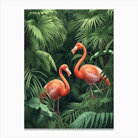 Greater Flamingo Portugal Tropical Illustration 6 Canvas Print