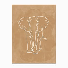 Elephant On A Beige Background - Boho, Line Art Canvas Print