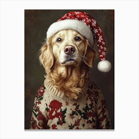 Retriever In Christmas Jumper Canvas Print