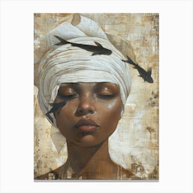 Woman With Fish On Her Head Canvas Print