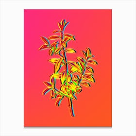 Neon Alabama Dahoon Branch Botanical in Hot Pink and Electric Blue Canvas Print