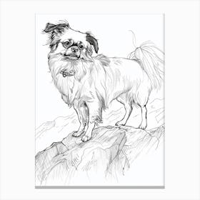 Dog On A Cliff Line Sketch Canvas Print