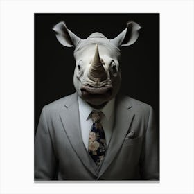 Rhinoceros Wearing A Suit 2 Canvas Print