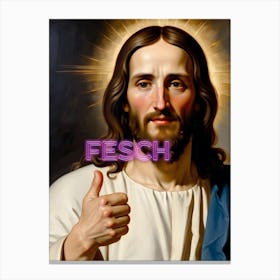 positiv thumbs up Jesus: fesch (u look great) Canvas Print