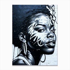 Graffiti Mural Of Beautiful Black Woman 230 Canvas Print