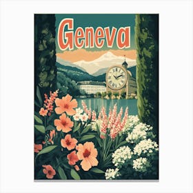 Aihrgdesign A Classic 1960s Travel Poster For Geneva 2 Canvas Print